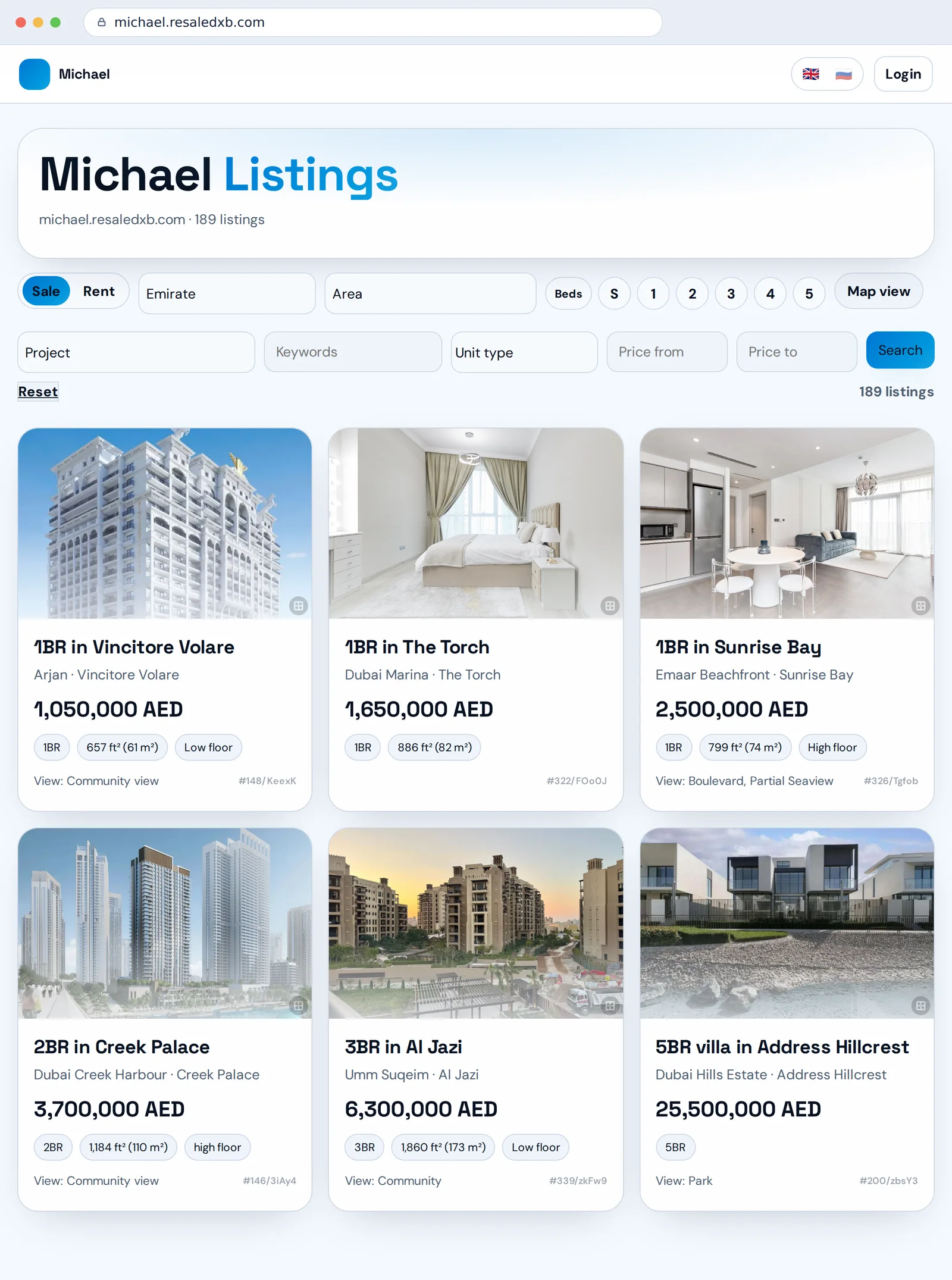 Click to enlarge Broker site with listings