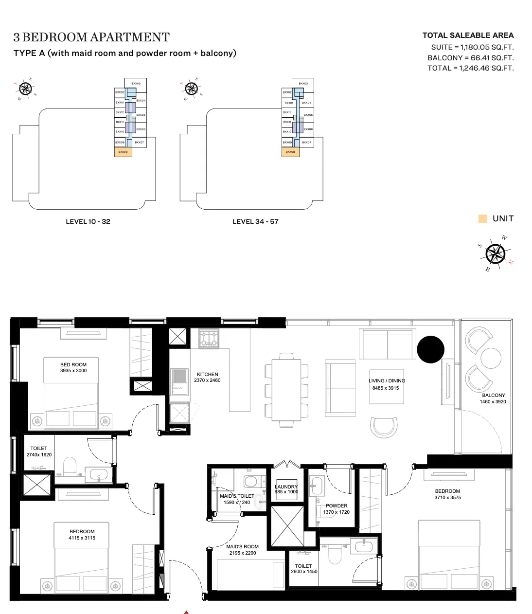 3 спальни в Creek Vistas Heights Tower B