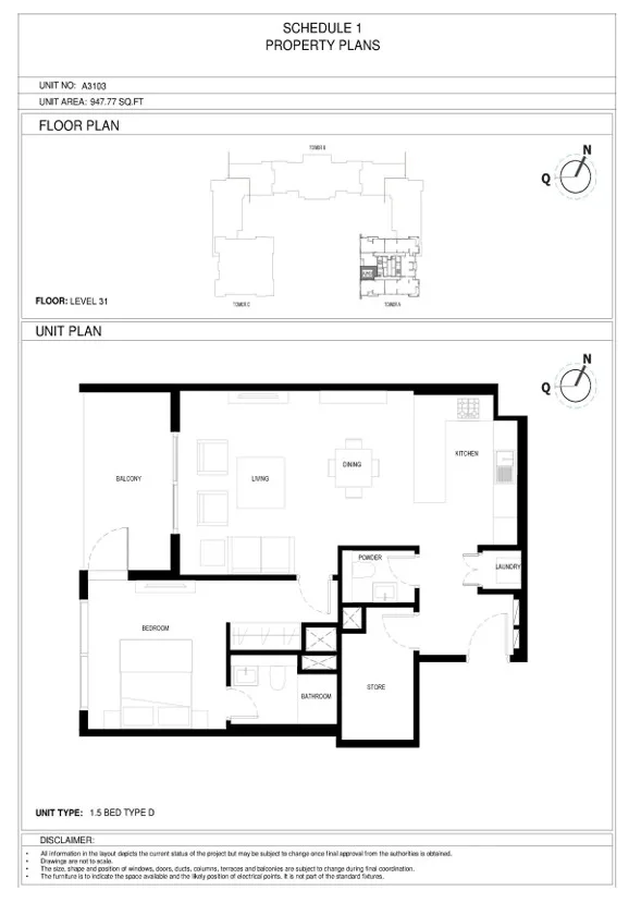 1.5BR in Crest Grande